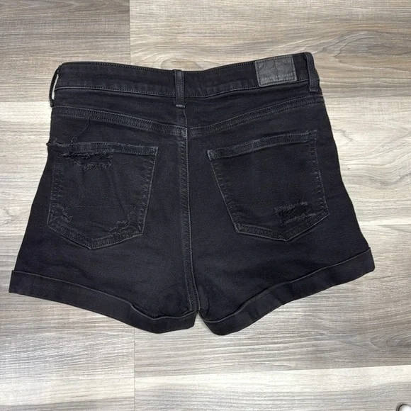 🇺🇸 American Eagle Black Distressed Denim mom Shorts size 4 - Picture 8 of 9